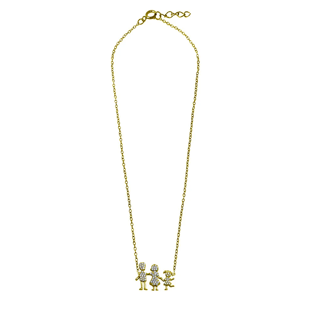 Gold Plated 925 Sterling Silver Daughter and Parents Family Necklace - GMN00081GP - Image 2