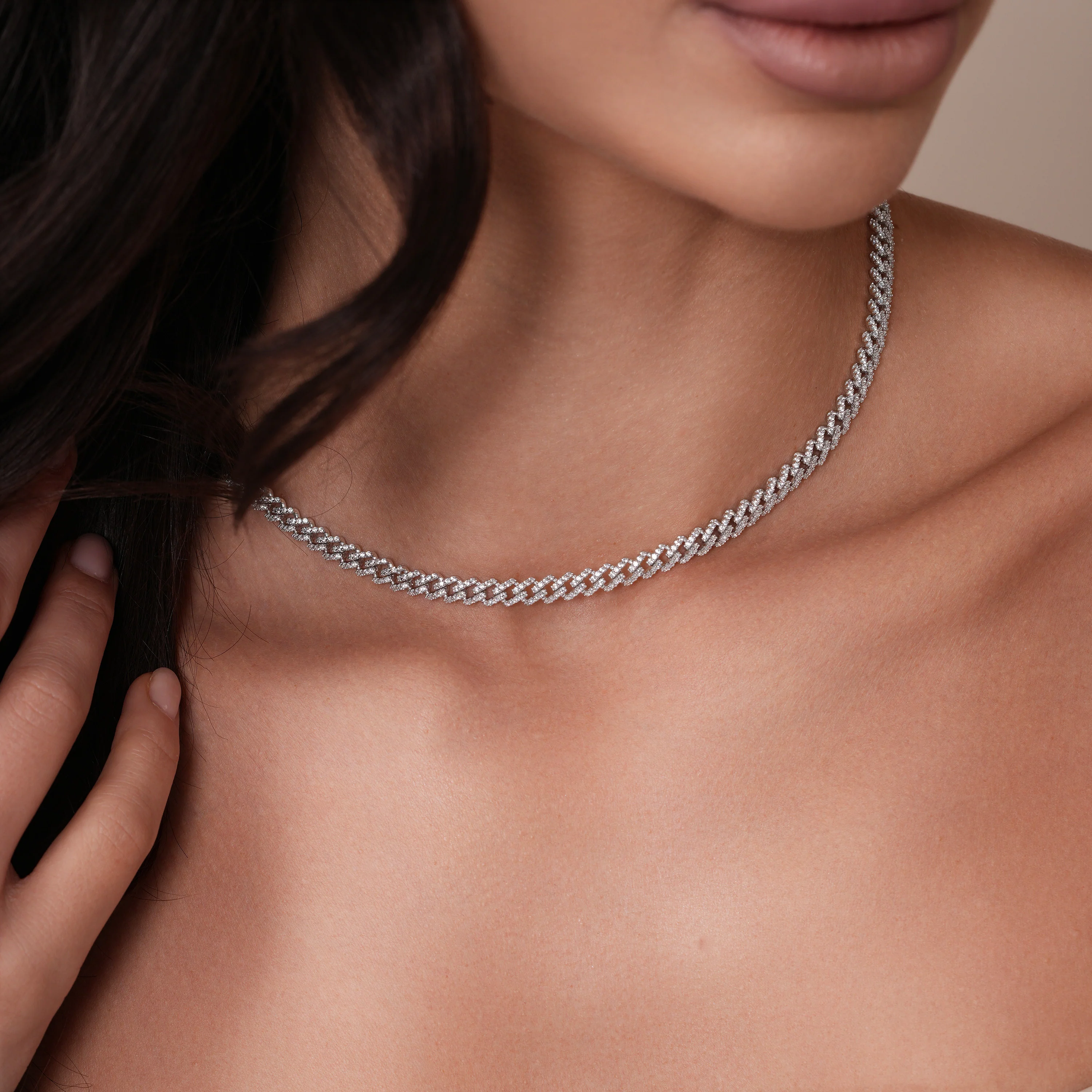 Rhodium Plated 925 Sterling Silver 5.5mm CZ Encrusted Monaco Chain or Bracelet - GMN00212 | GMB00129 - Image 4