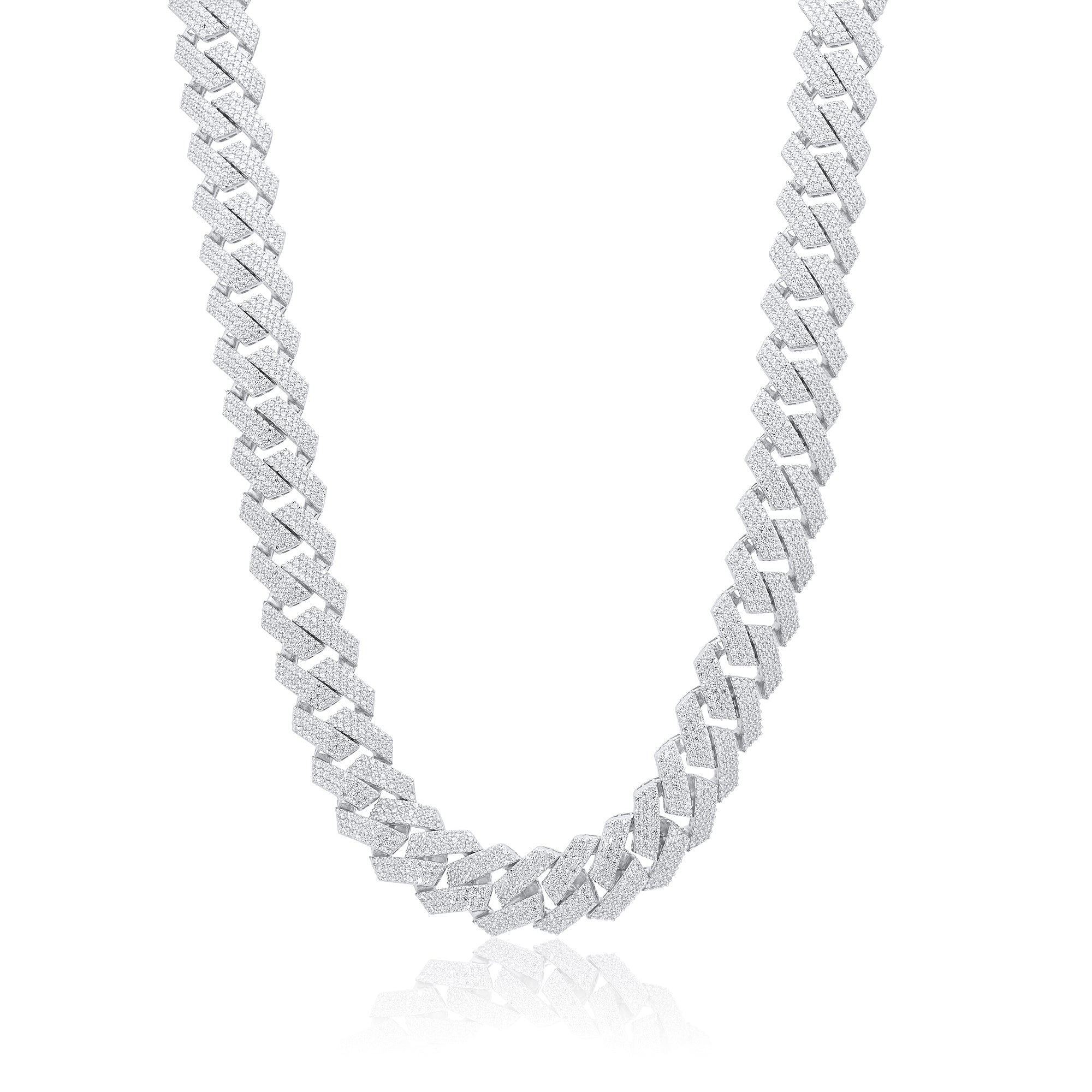 Rhodium Plated 925 Sterling Silver CZ Encrusted Miami Cuban Link 13mm Chain or Bracelet - GMN00210 | GMB00128 - Image 3