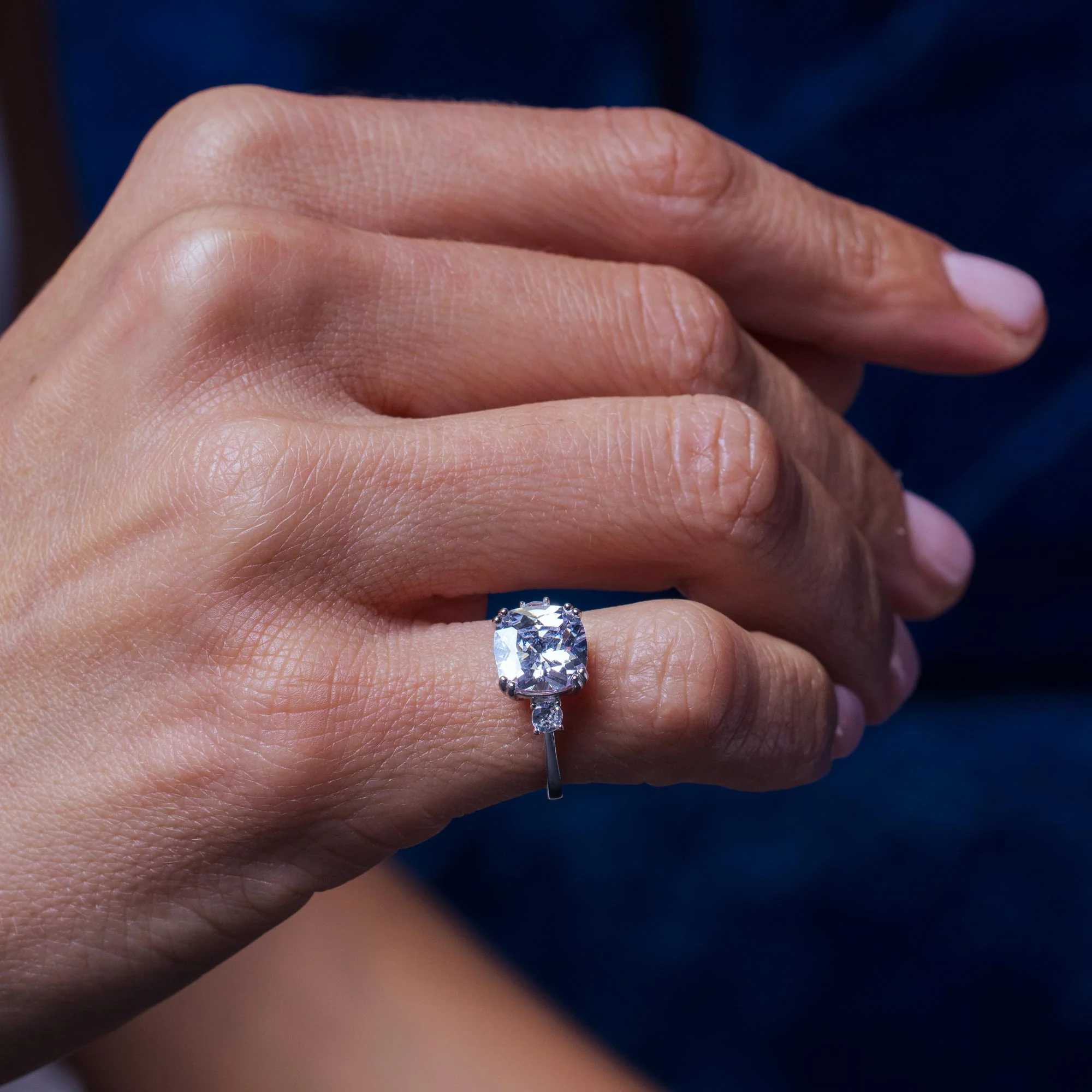 Rhodium Plated 925 Sterling Silver  Engagement CZ Ring - STR01169 - Image 2