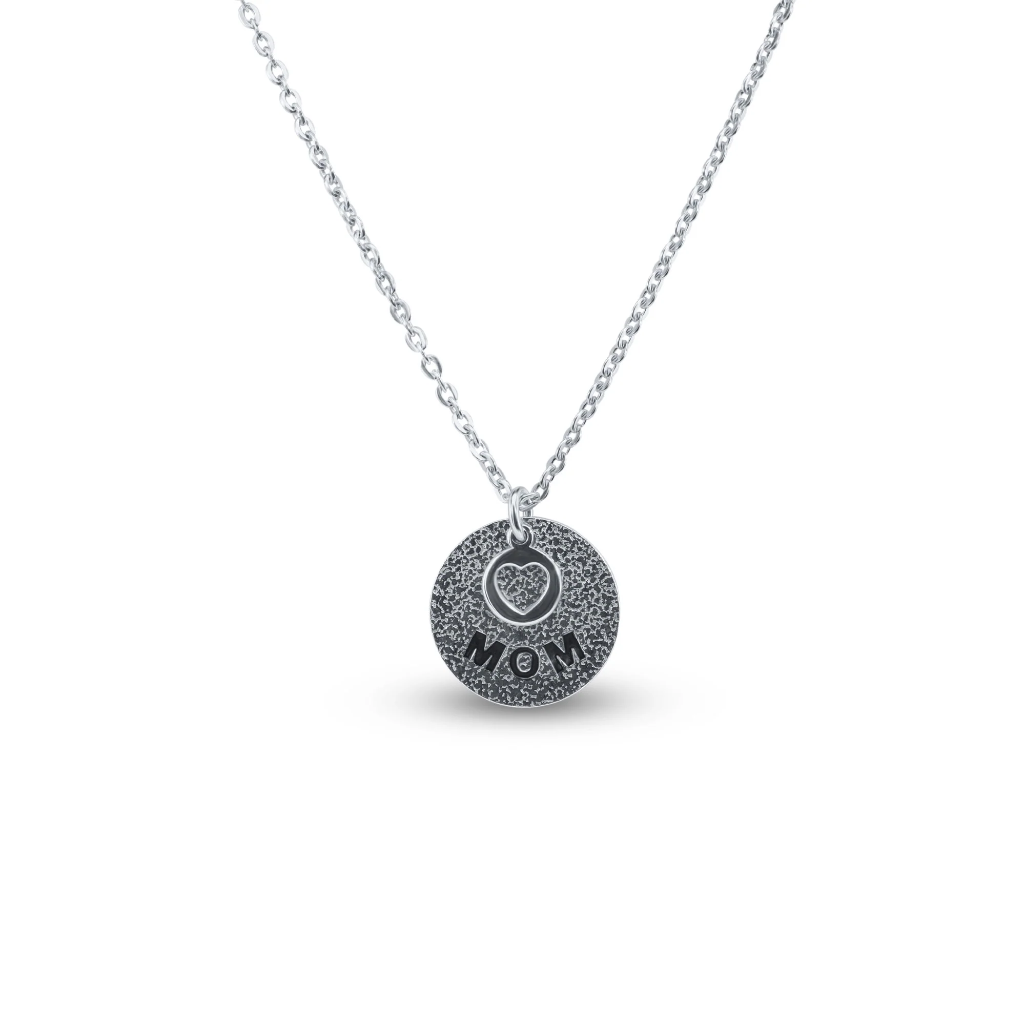 Rhodium Plated 925 Sterling Silver Mom and Heart Cutout Necklace Pendant - SOP00178 - Image 2