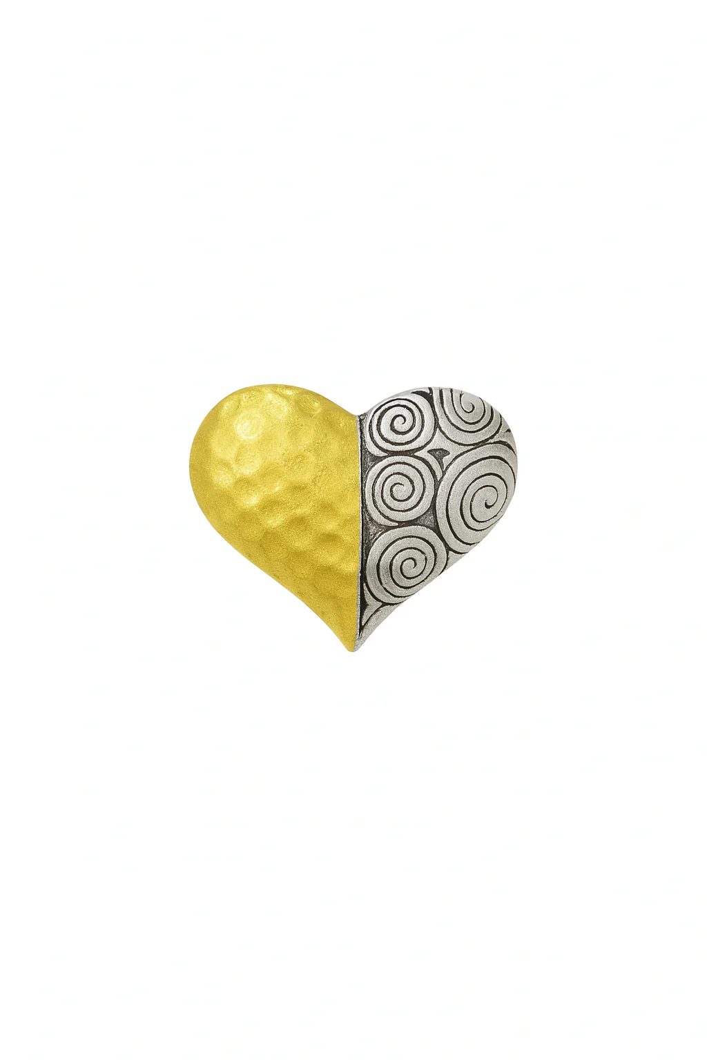 Clearance-Sterling Silver GP Matte Finish 2T Hammered Spiral Design Heart Pendant  - SPP00006GP - Image 2