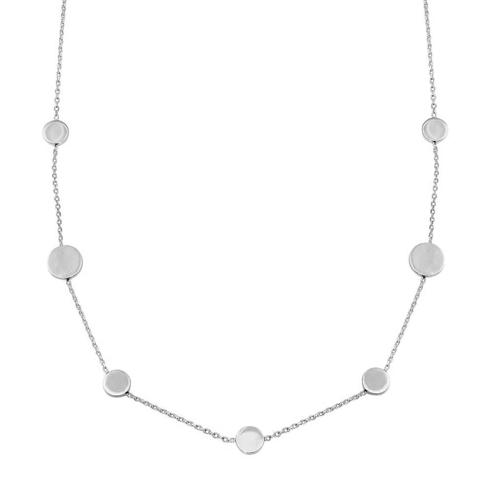 Rhodium Plated 925 Sterling Silver 7 Disc Necklace - VGC16RH