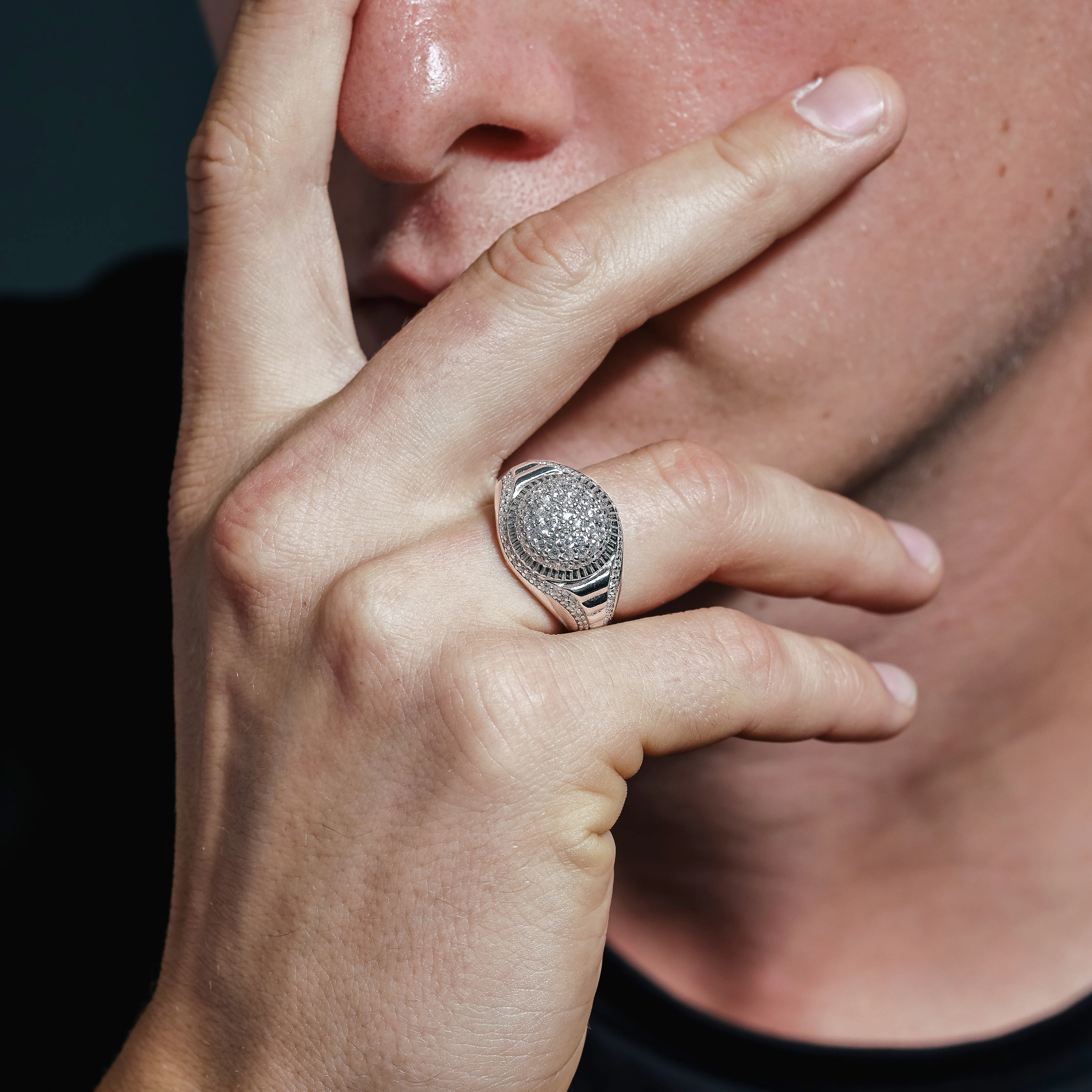 Rhodium Plated 925 Sterling Silver Men's Crown Ring - GMR00236RH - Image 2