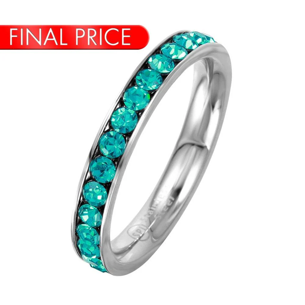 Stainless Steel CZ Eternity Band Ring December - SSR15DEC