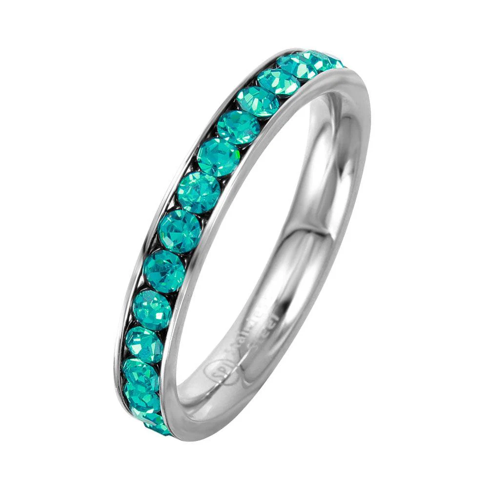 Stainless Steel CZ Eternity Band Ring December - SSR15DEC - Image 2