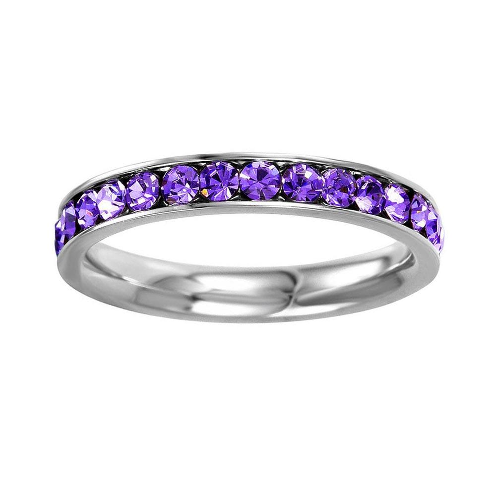Stainless Steel CZ Eternity Band February - SSR15FEB - Image 2