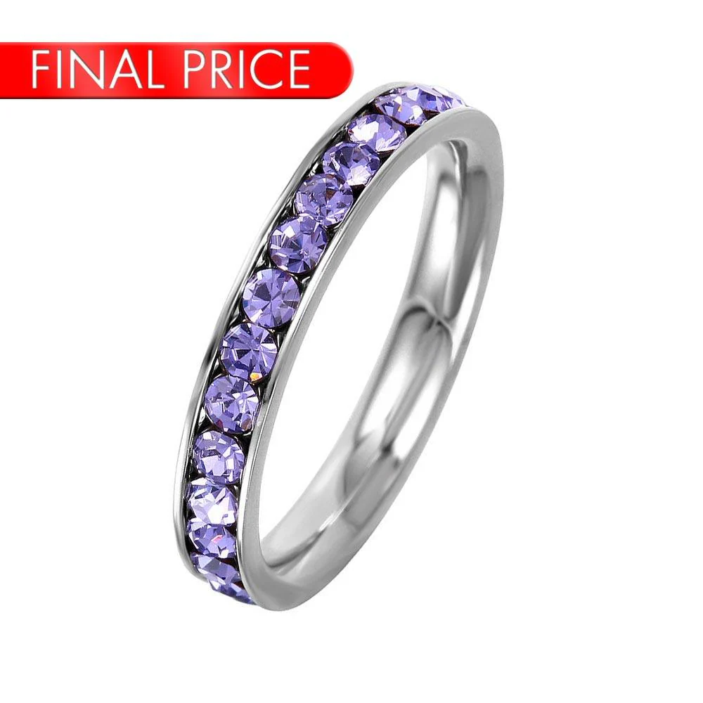 Stainless Steel CZ Eternity Band Ring June - SSR15JUN