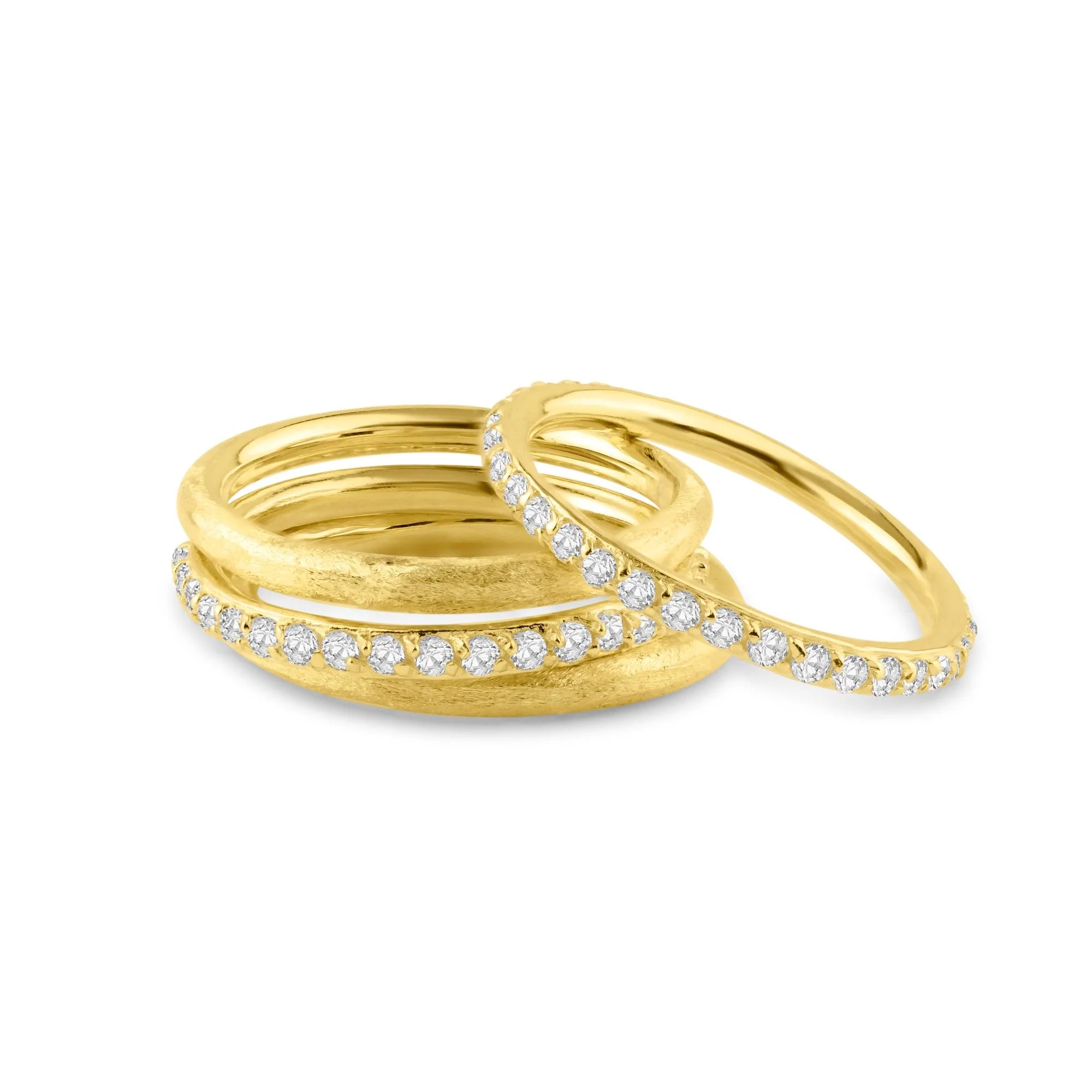 Silver 925 Gold Plated CZ Ring Set - STR00517GP - Image 2