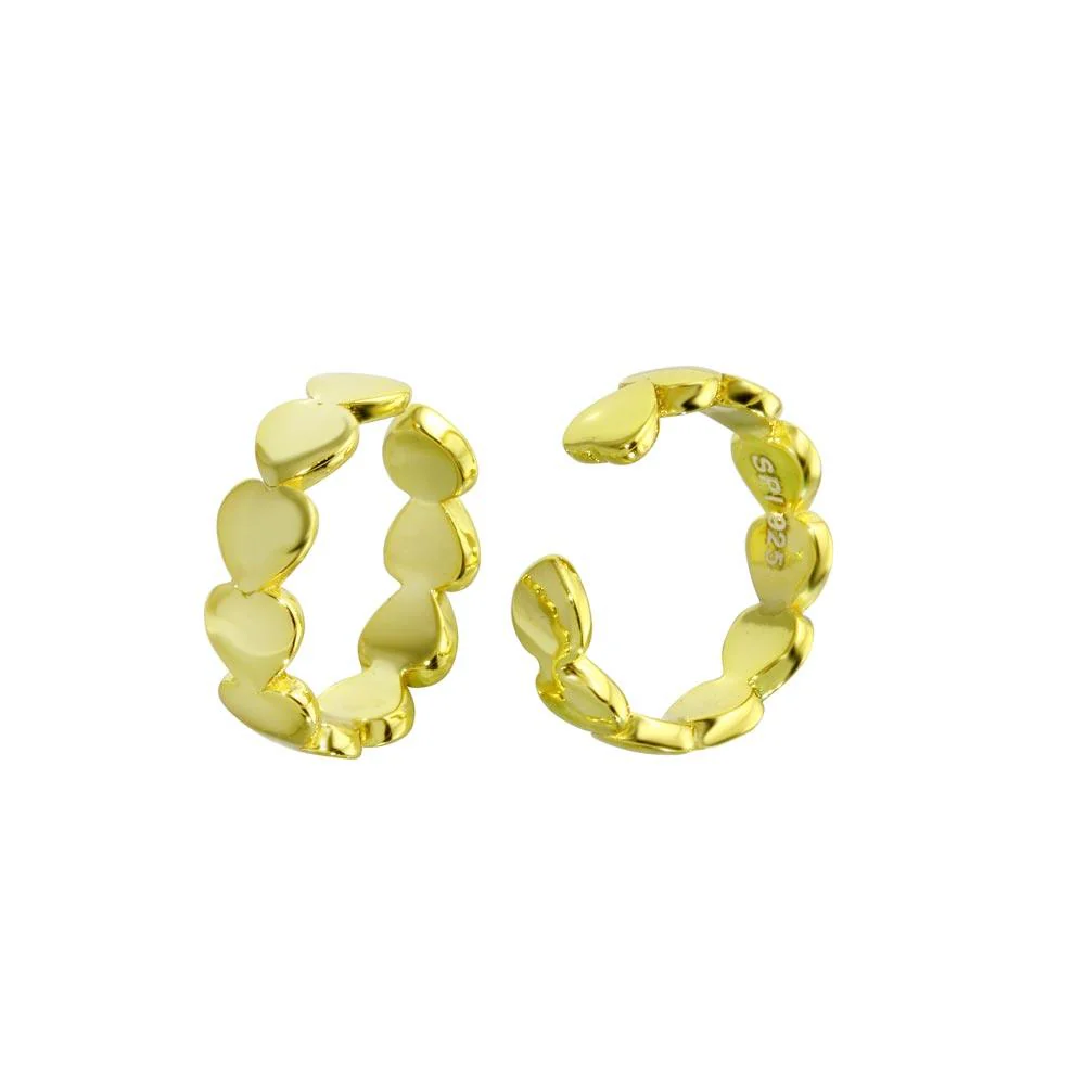 Gold Plated 925 Sterling Silver Multi Heart Cuff Earring - STE01289-GP - Image 2