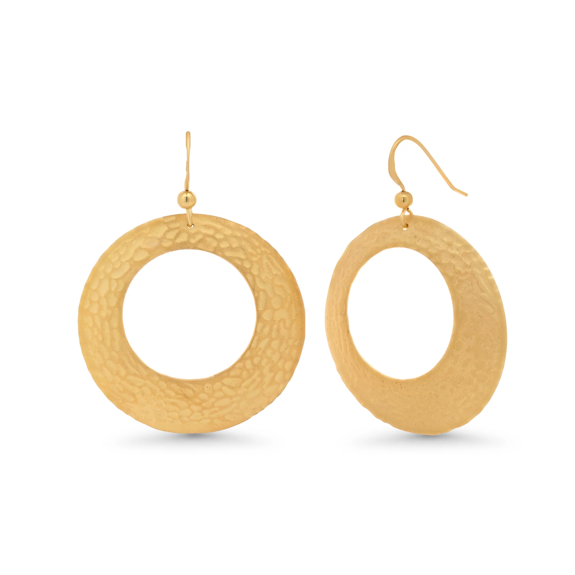 Clearance-Silver 925 Gold Rhodium Plated Round Open Circle Earrings - STE00655