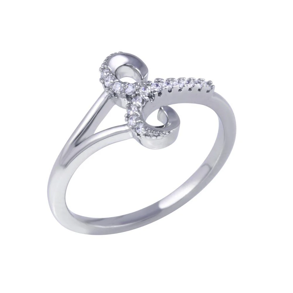 Rhodium Plated 925 Sterling Silver Aries CZ Zodiac Sign Ring - BGR01324 - Image 2