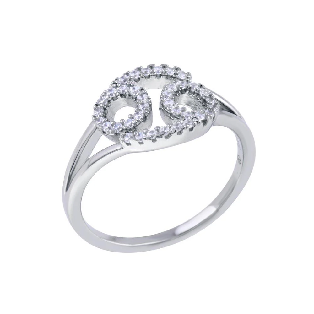 Rhodium Plated 925 Sterling Silver Cancer CZ Zodiac Sign Ring - BGR01326 - Image 2