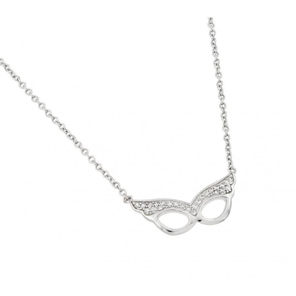 Silver 925 Rhodium Plated Clear CZ Masquerade Pendant Necklace - STP01440 - Image 3