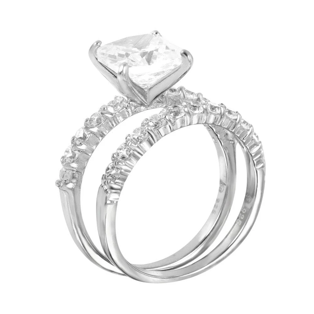 Silver 925 Rhodium Plated CZ Stackable Ring Set - STR00389 - Image 2