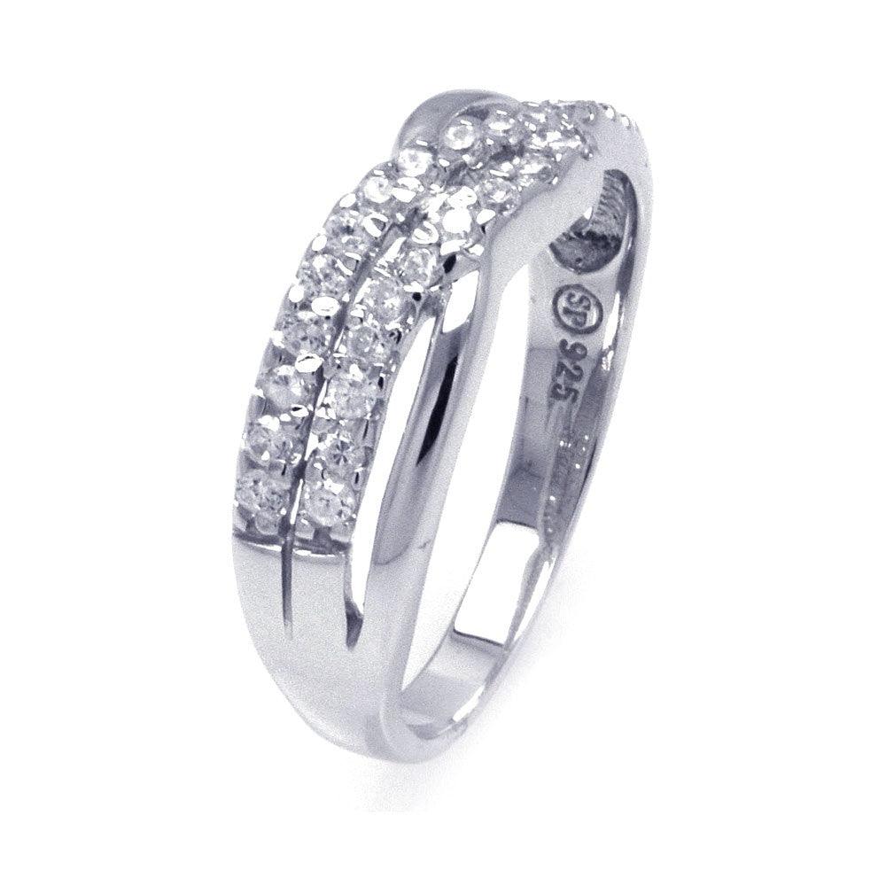 Silver 925 Rhodium Plated CZ Wave Ring - STR00783 - Image 2