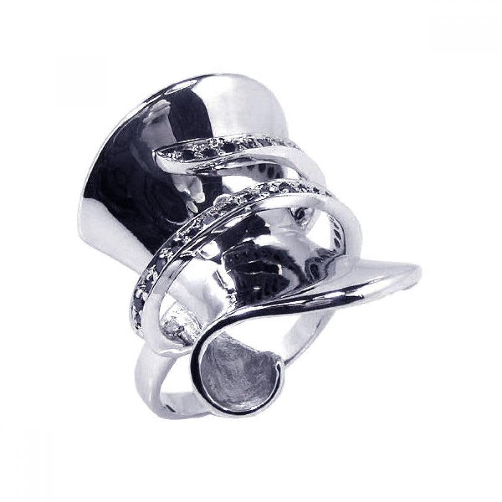 Clearance-Silver 925 Rhodium Plated CZ Wrap Ring - STR00315