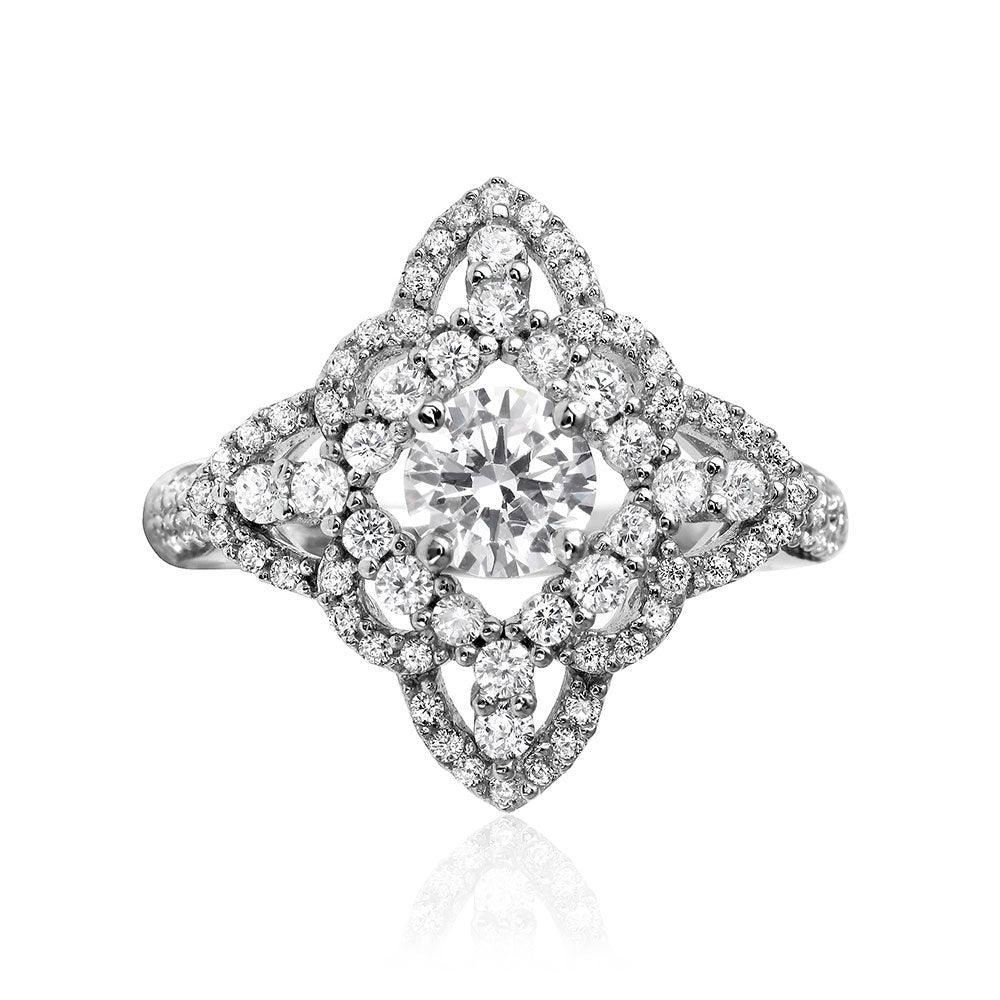 Silver 925 Rhodium Plated Diamond Shape Design Ring Encrusted with CZ Stones - GMR00087 - Image 5