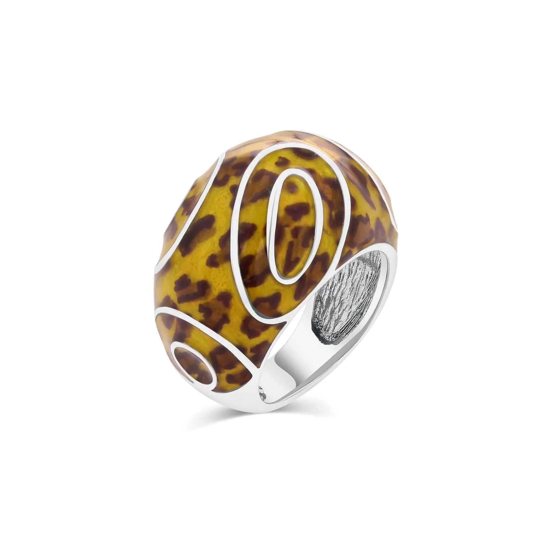 Clearance-Silver 925 Rhodium Plated Leopard Spot Pattern Ring - BGR00154 - Image 2