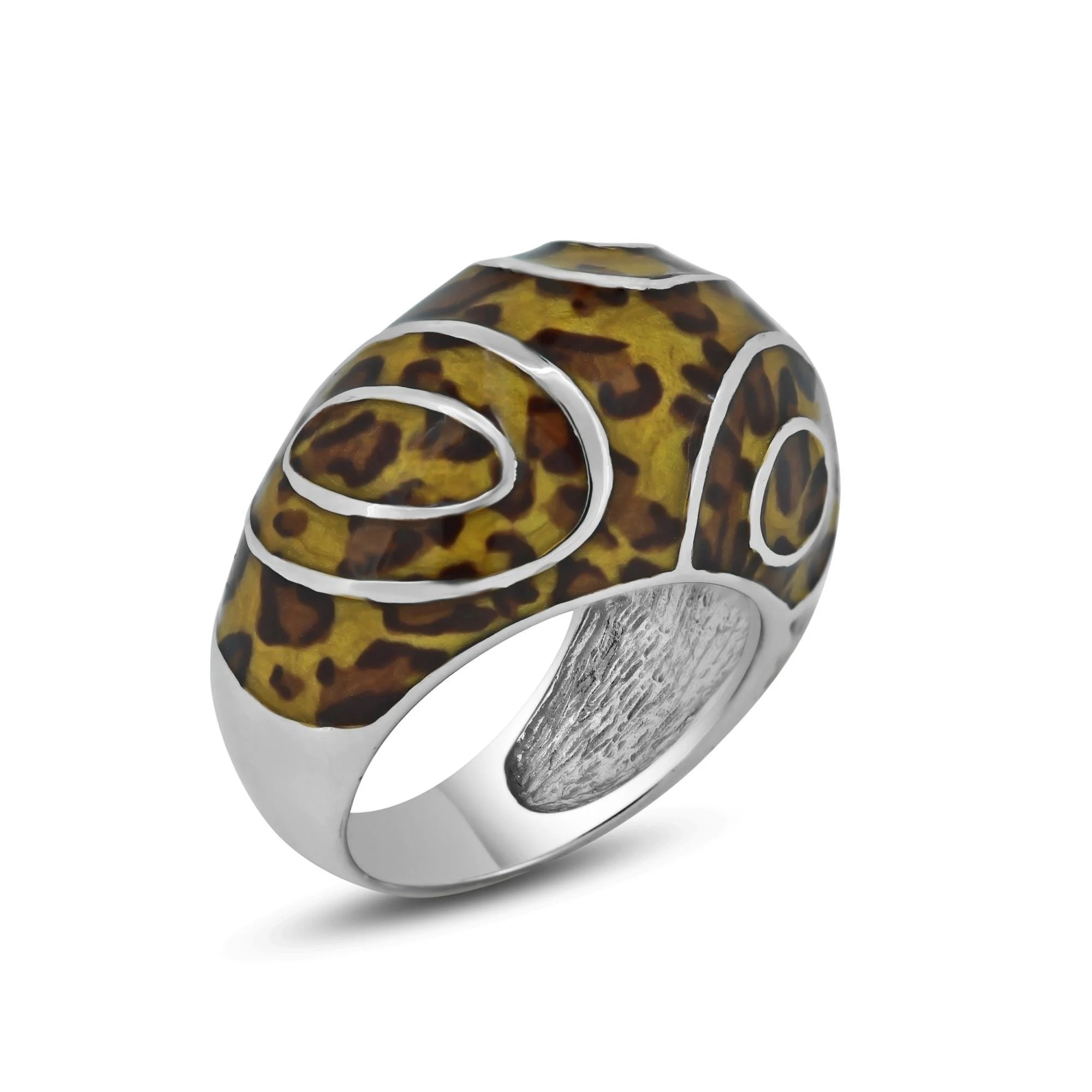 Clearance-Silver 925 Rhodium Plated Leopard Spot Pattern Ring - BGR00154 - Image 4
