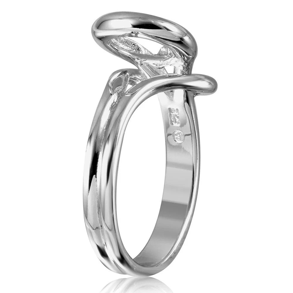 Silver 925 Rhodium Plated Lock Single Stone Mounting Ring - BGR01014 - Image 2