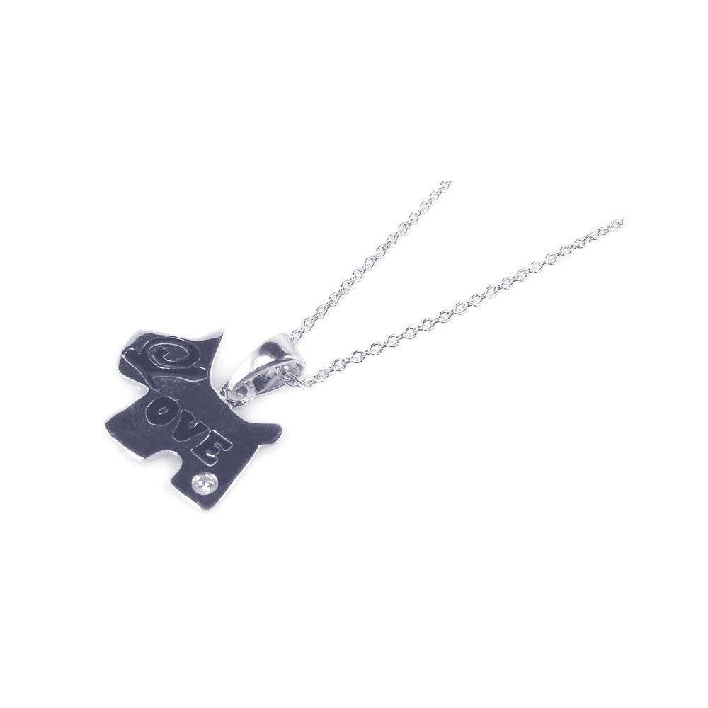 Clearance-Silver 925 Rhodium Plated Love Dog Pendant Necklace - STP00770