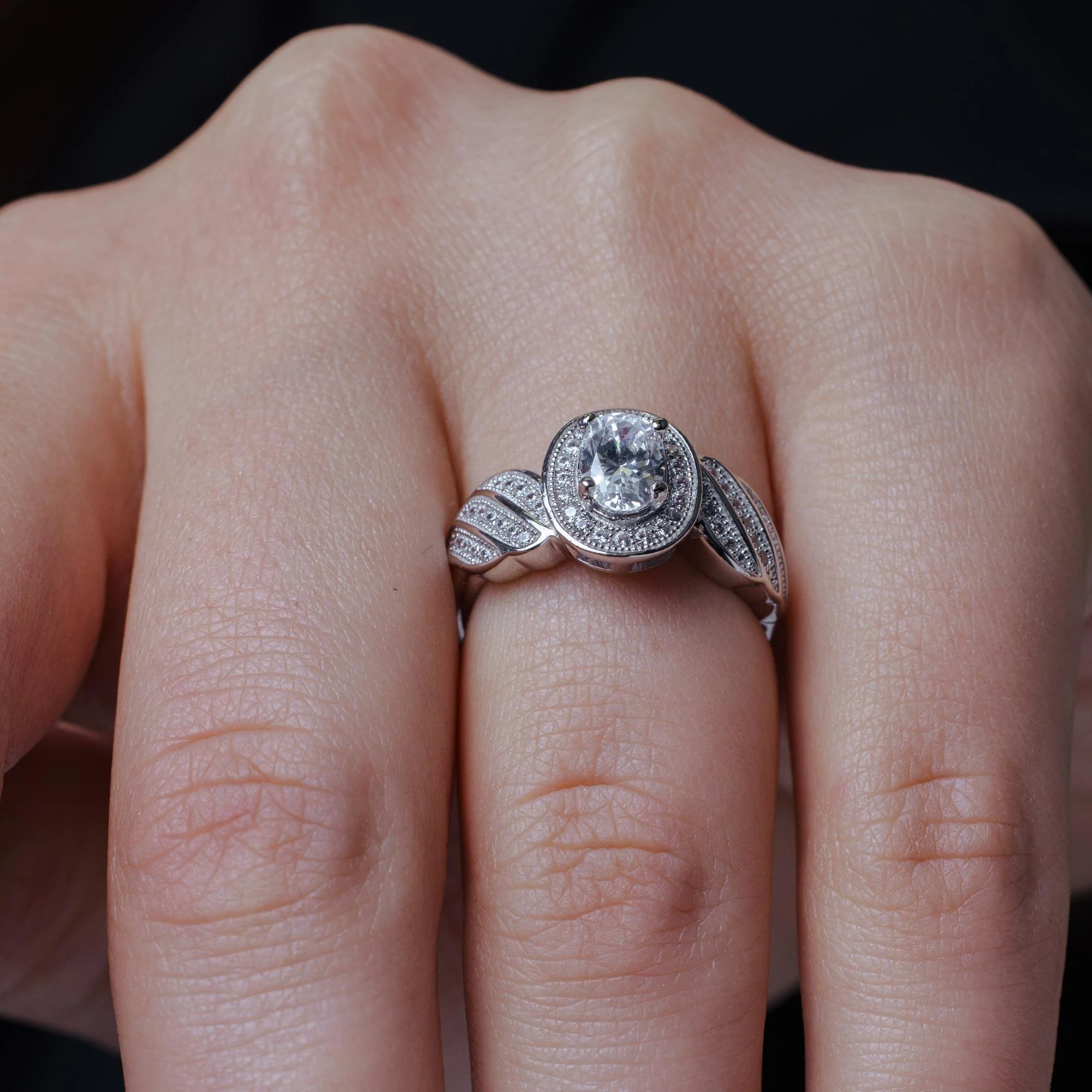 Silver 925 Rhodium Plated Micro Pave CZ Winged Ring - ACR00043 - Image 2