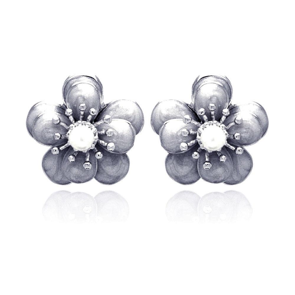 Clearance-Silver 925 Rhodium Plated Multiple Round Clear CZ Stud Earrings - BGE00183
