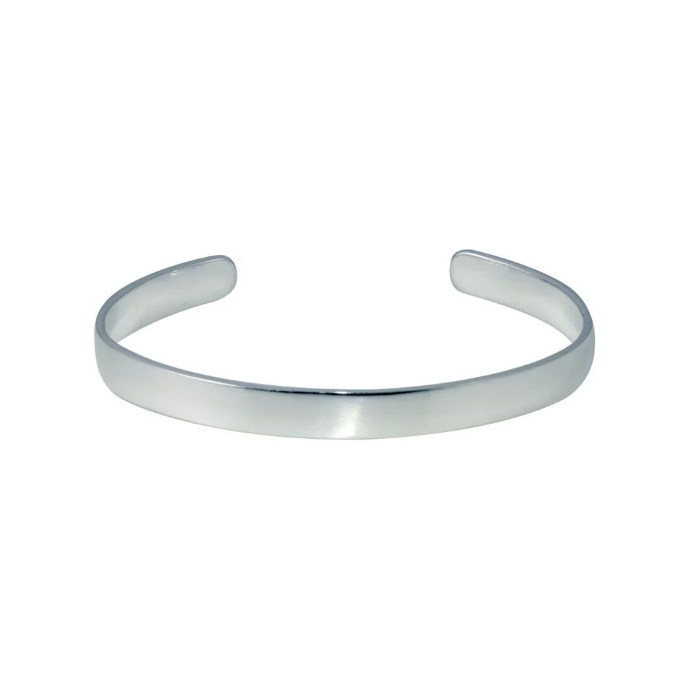 Rhodium Plated 925 Sterling Silver Open Baby Bangle - ANB00003