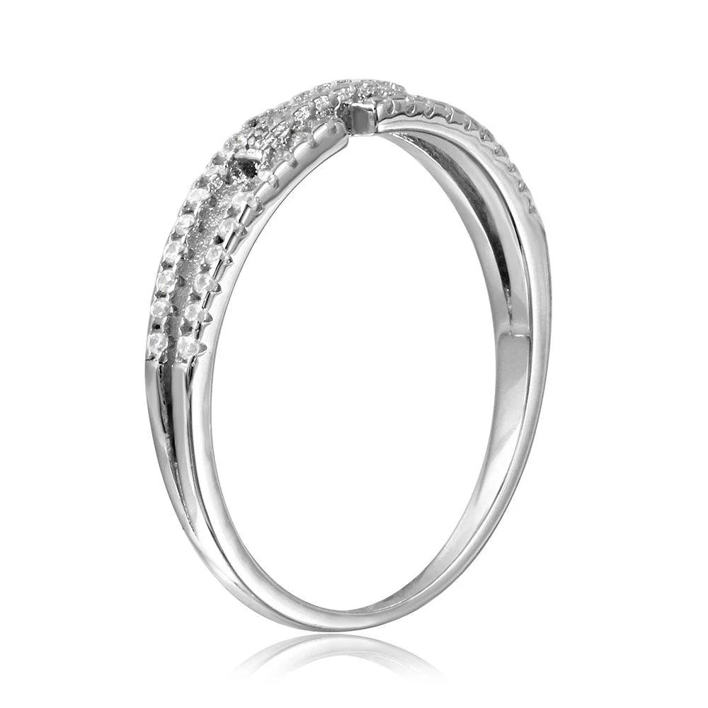 Silver 925 Rhodium Plated Open Shank CZ Ring - STR01056 - Image 2