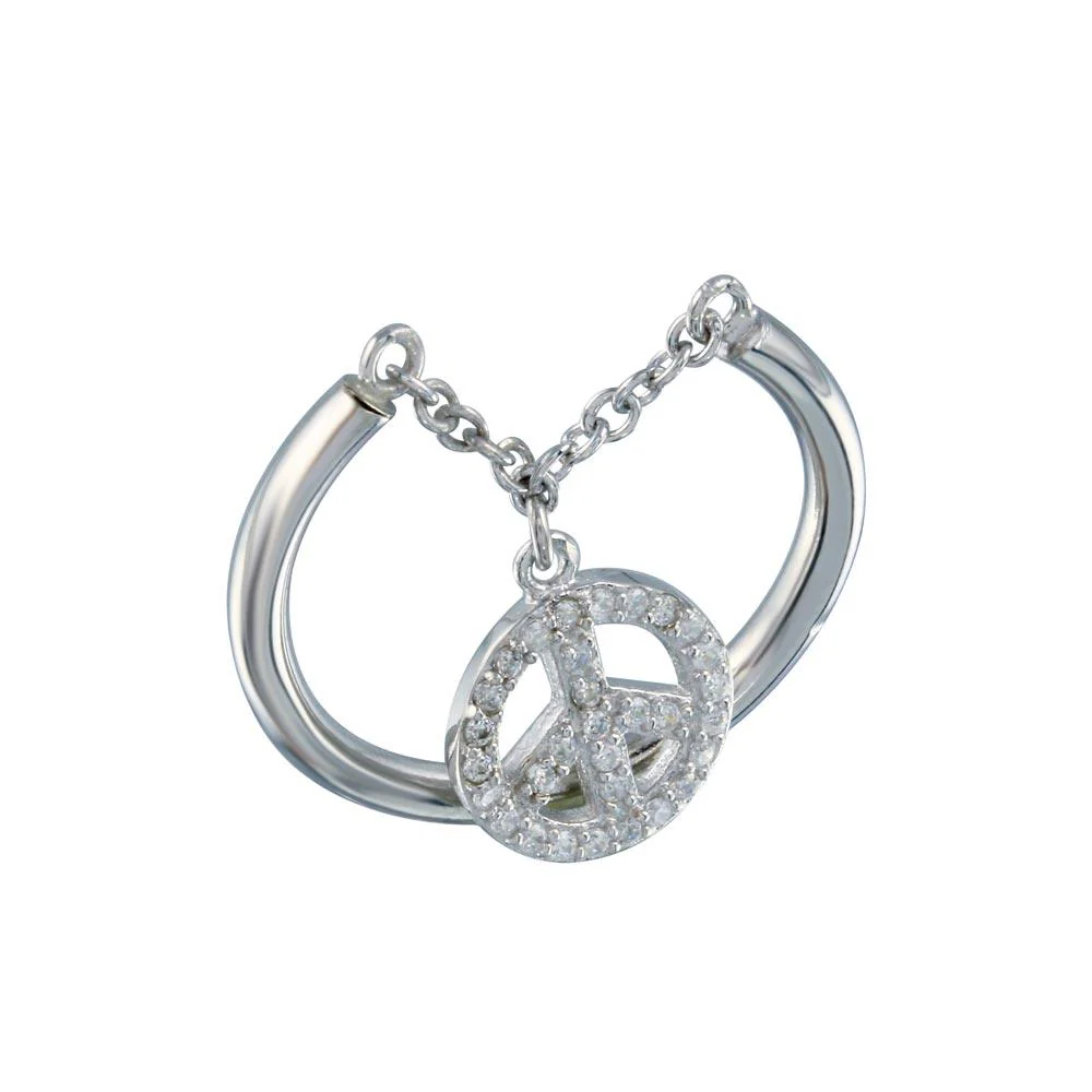 Rhodium Plated 925 Sterling Silver Peace Ring - STR01016 - Image 2