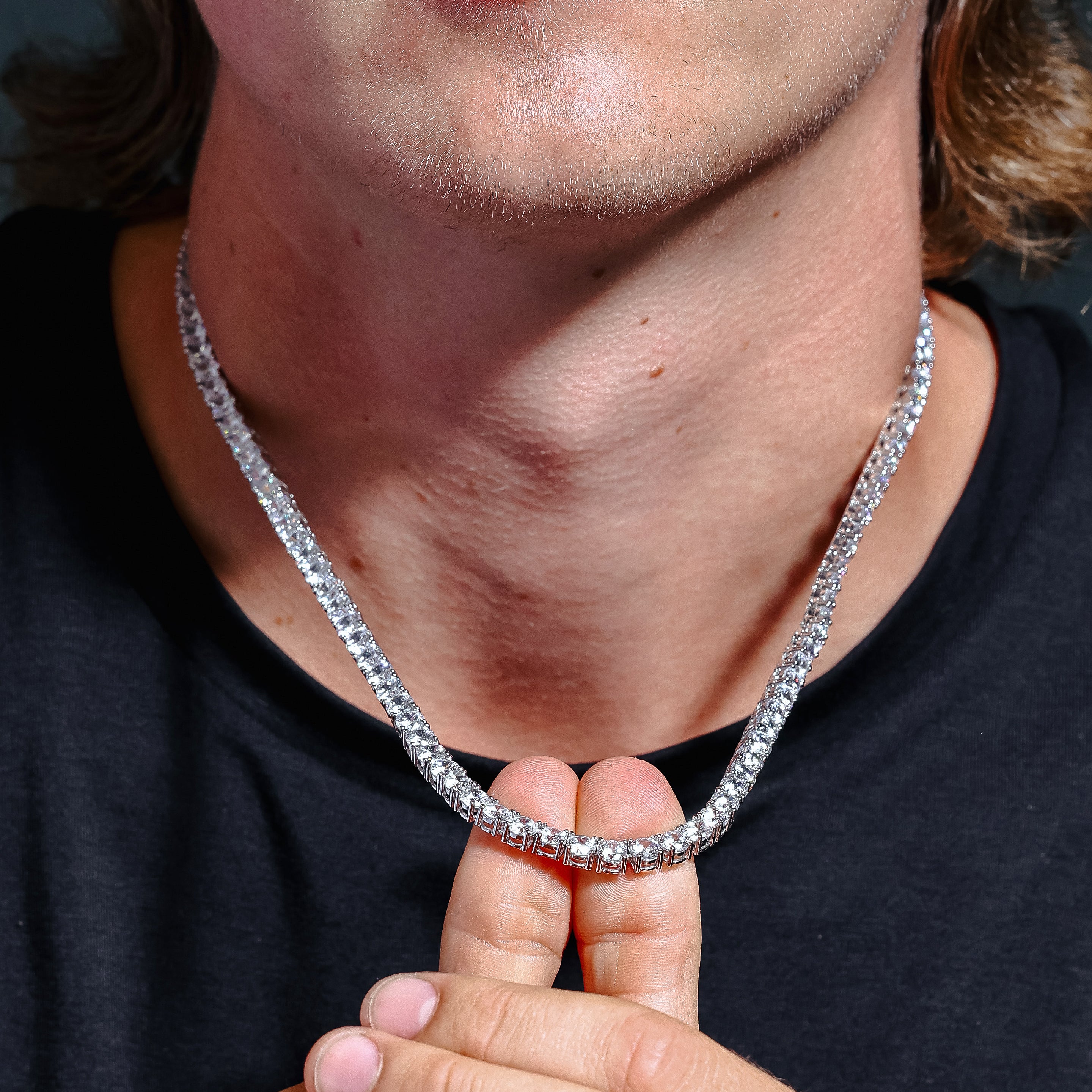 Rhodium Plated 925 Sterling Silver Round CZ Tennis Necklace and Bracelet 5mm - STP01708 - Image 4