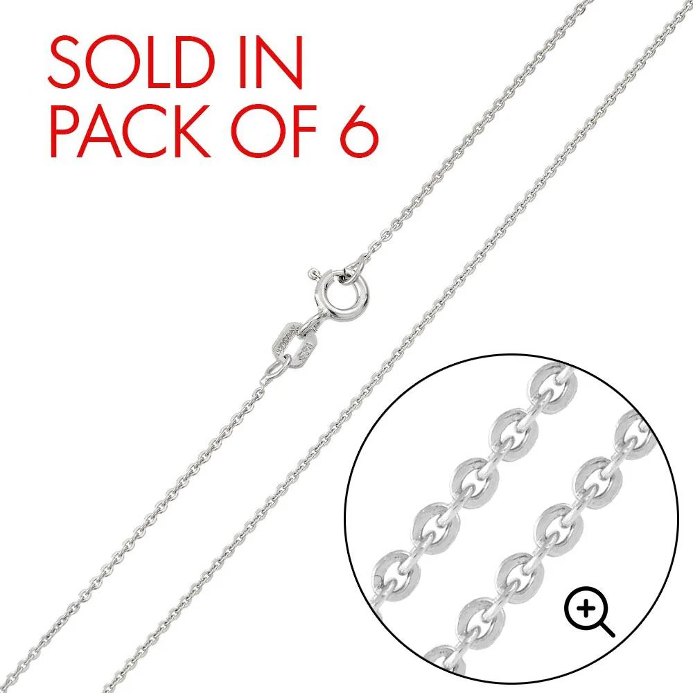 Silver 925 Rhodium Plated Small Oval DC Link 020 Chain 1mm - CH229 RH - Image 2
