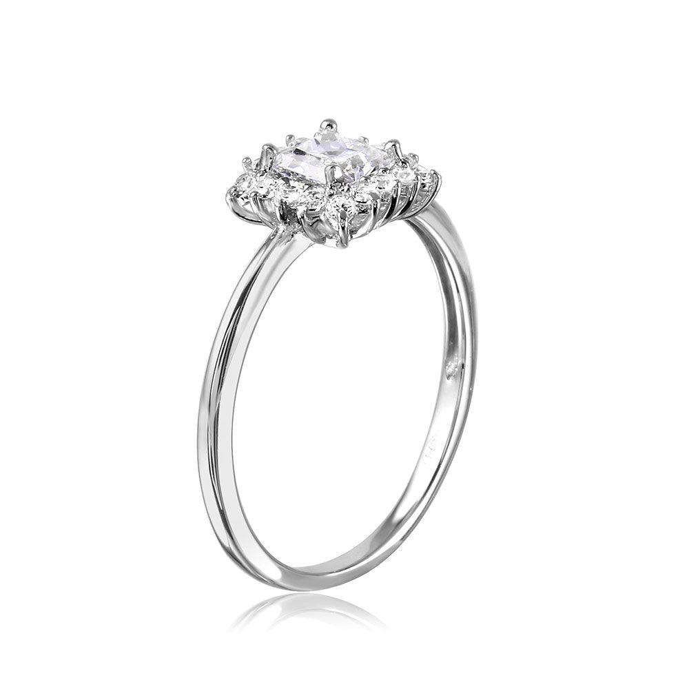 Silver 925 Rhodium Plated Square CZ Center Ring - GMR00096 - Image 2