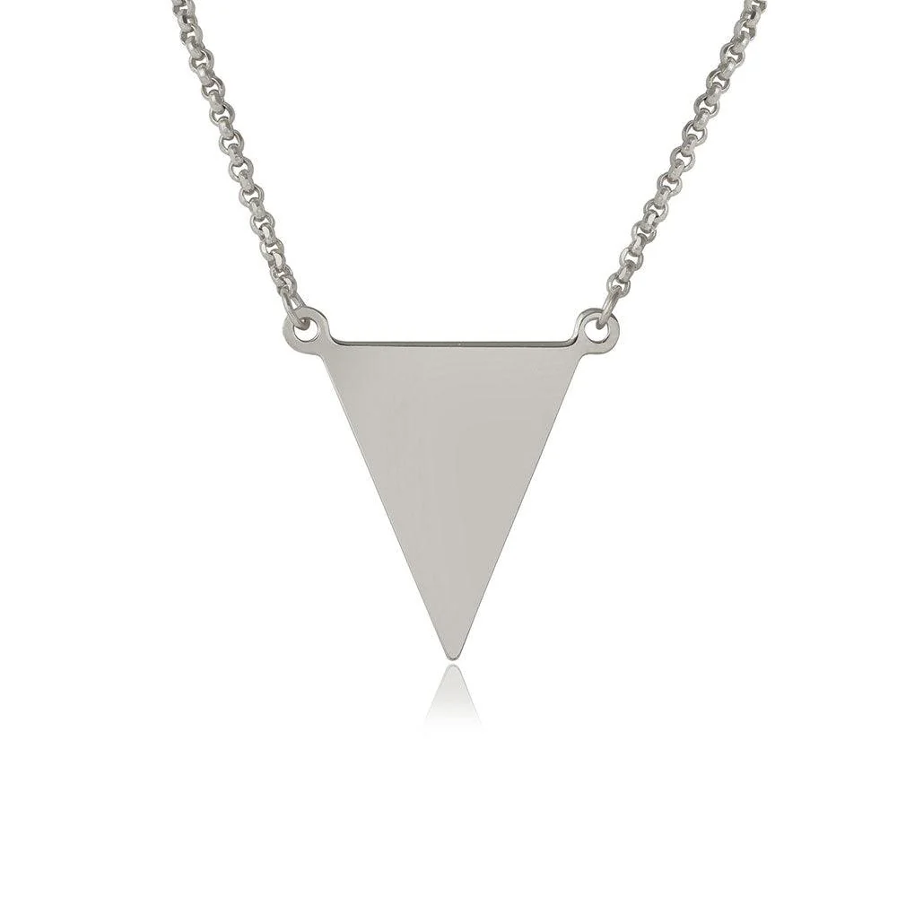 Silver 925 Rhodium Plated Triangle Charm Necklace - ARN00025RH