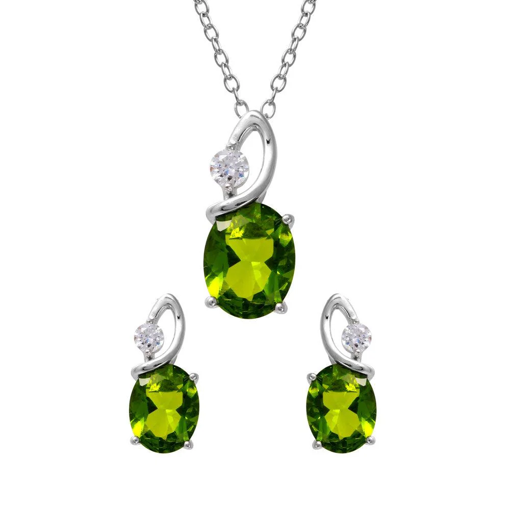 Rhodium Plated 925 Sterling Silver Twisted Oval Birthstone Set - BGS00510 - Image 12