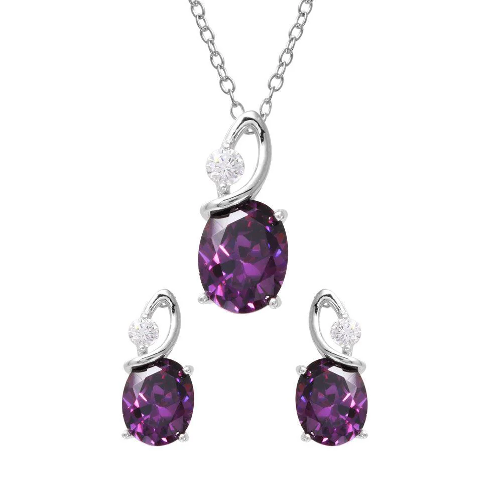Rhodium Plated 925 Sterling Silver Twisted Oval Birthstone Set - BGS00510 - Image 6