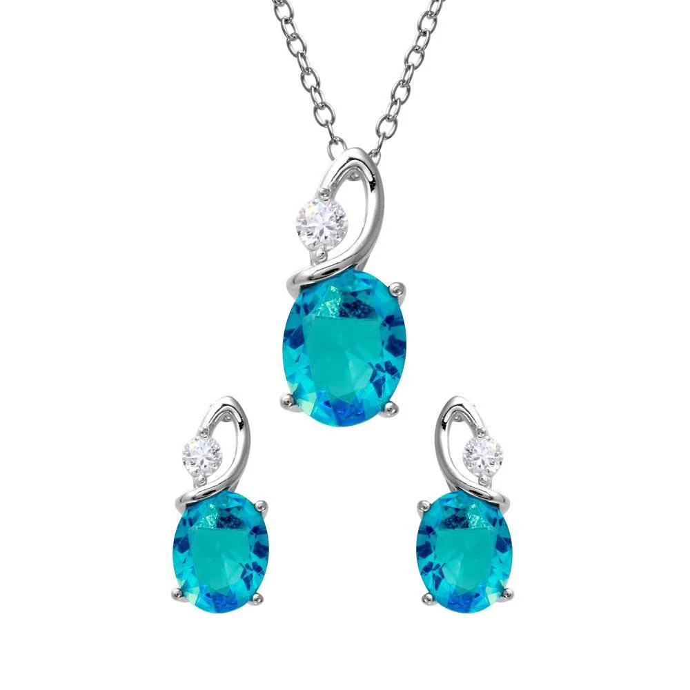 Rhodium Plated 925 Sterling Silver Twisted Oval Birthstone Set - BGS00510 - Image 7