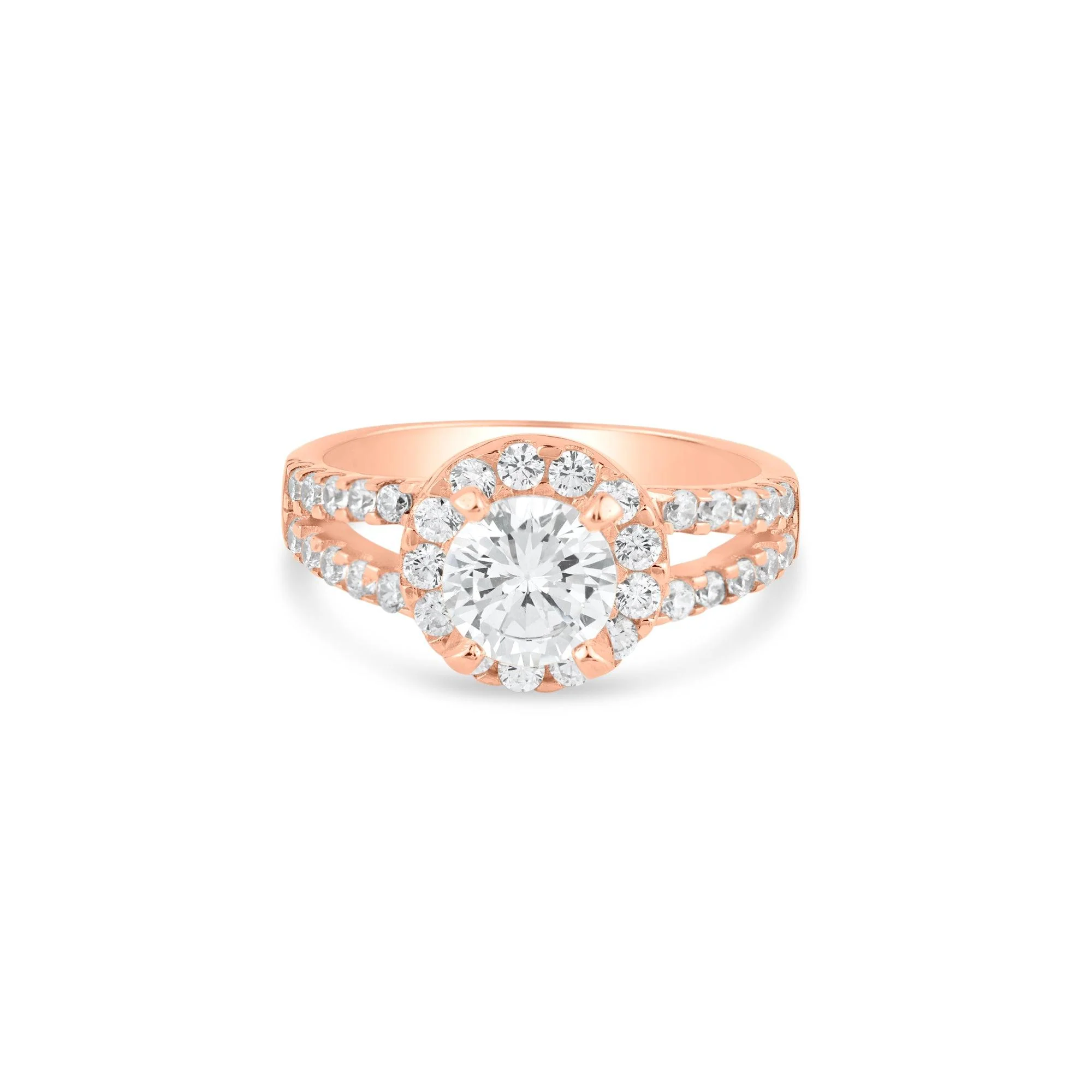 Silver 925 Rose Gold Plated Clear Cluster CZ Ring - BGR00613 - Image 2