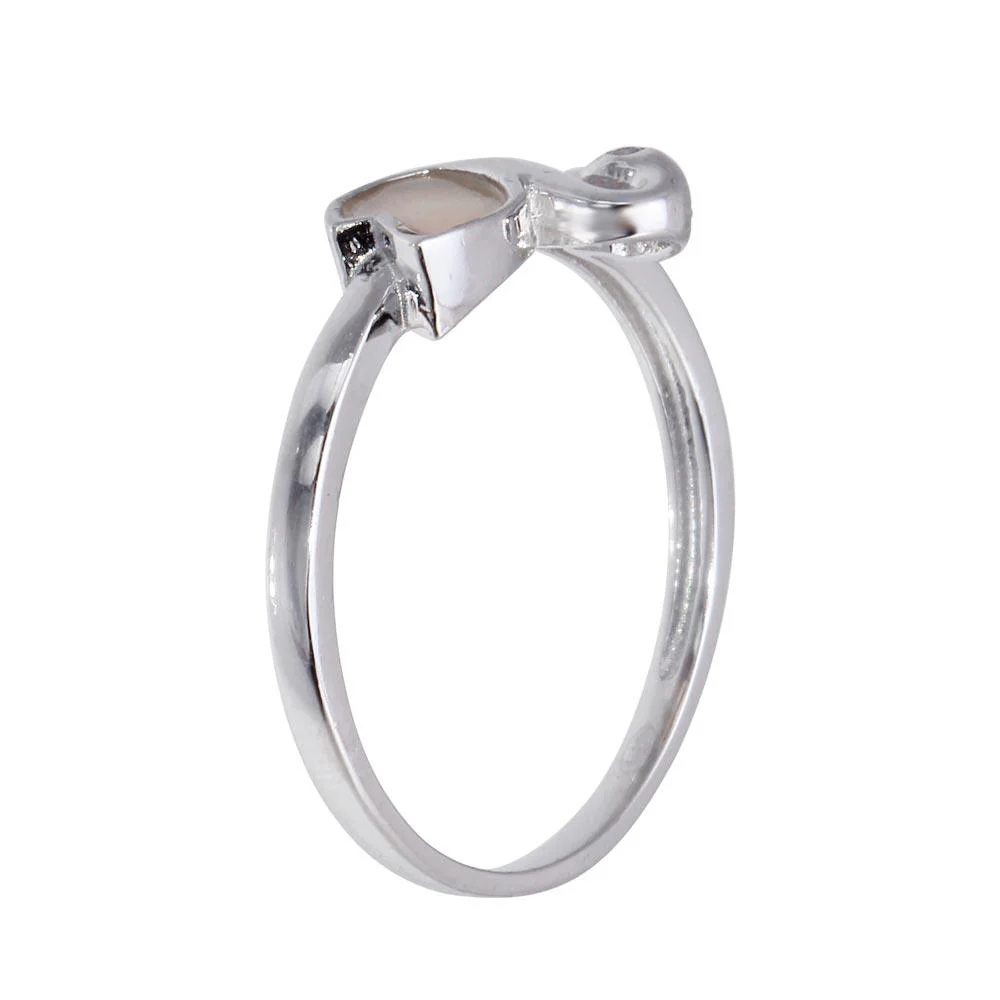 Rhodium Plated 925 Sterling Silver CZ Swan Synthetic Mother of Pearl Ring - GMR00308 - Image 4