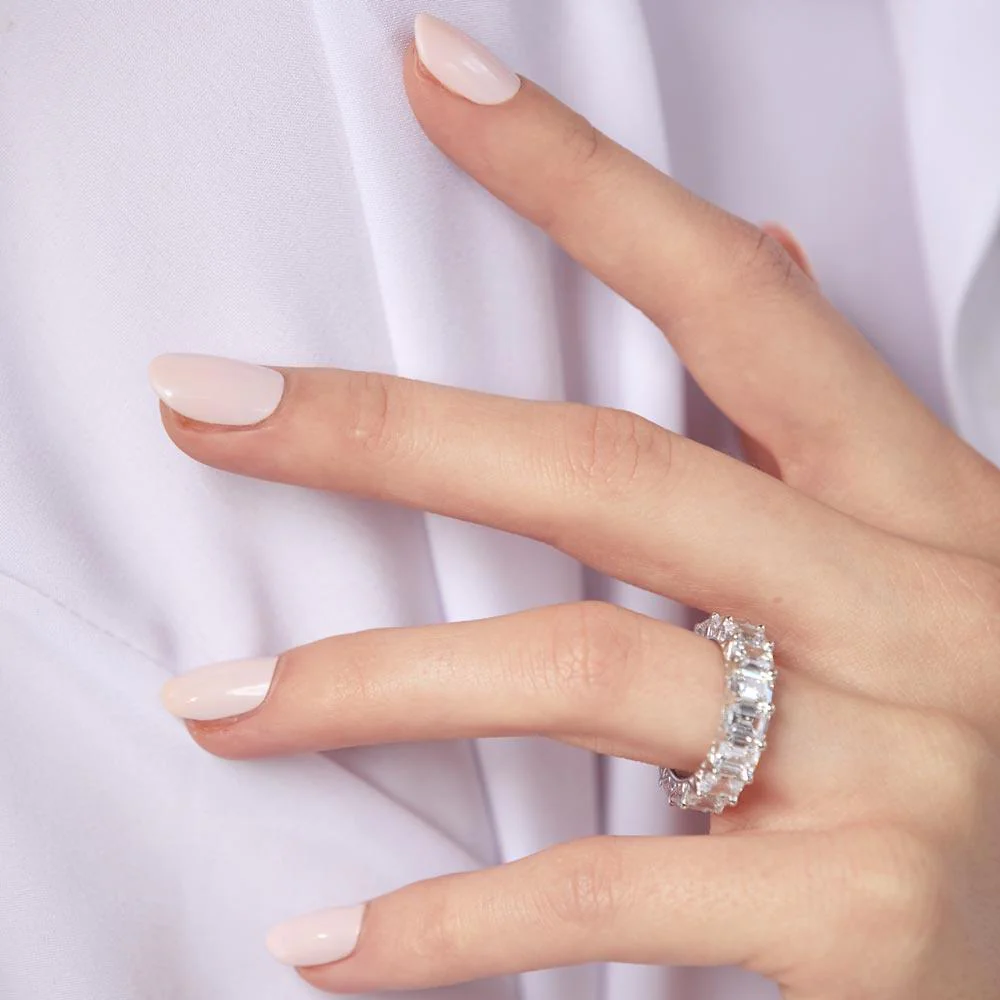 925 Sterling Silver Emerald Cut CZ Eternity Band Ring - GMR00289 - Image 4